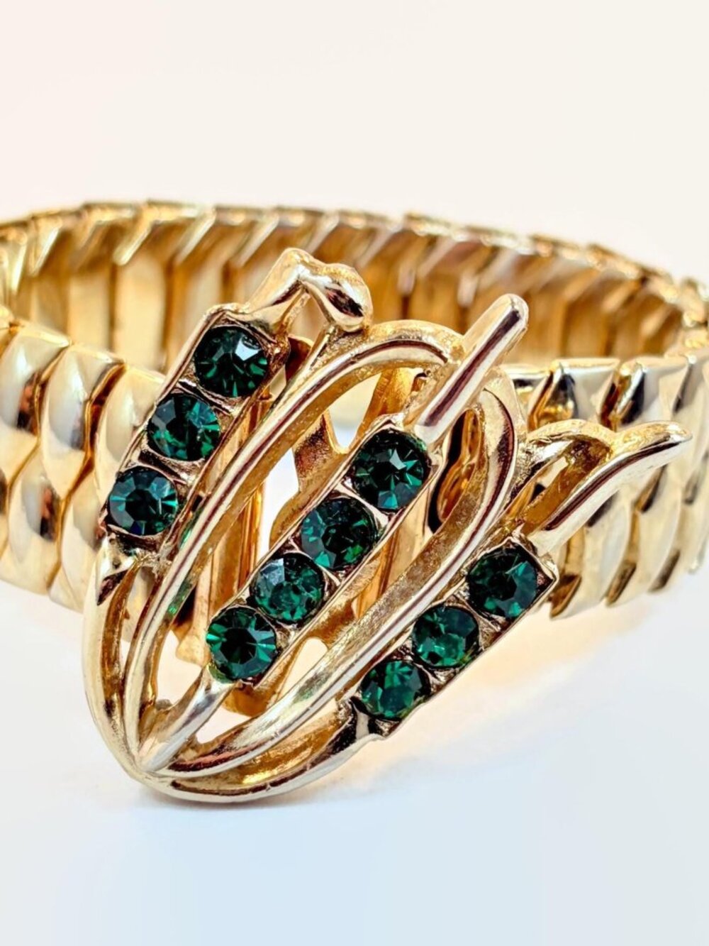 Vintage Rhinestone Expansion Bracelet: Mid-Century Modern Sweetheart Jewelry